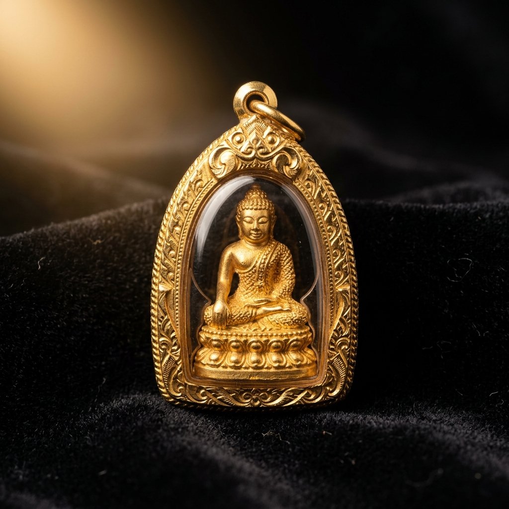 กรอบพระทองไมครอน ลายไทยแกะสลัก